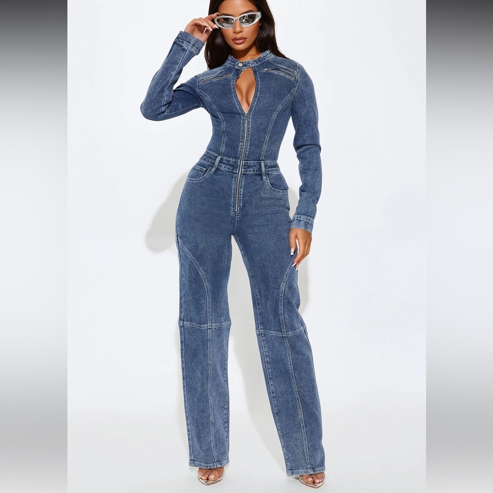 Mistaken Moments Denim Jumpsuit - Dark Wash